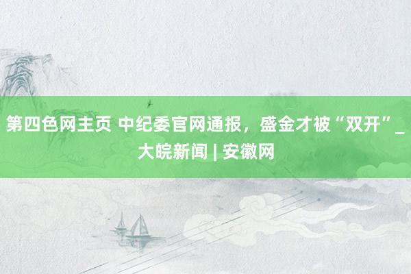 第四色网主页 中纪委官网通报，盛金才被“双开”_大皖新闻 | 安徽网